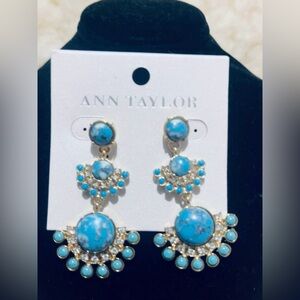 Ann Taylor Blue and Gold Drop Earrings